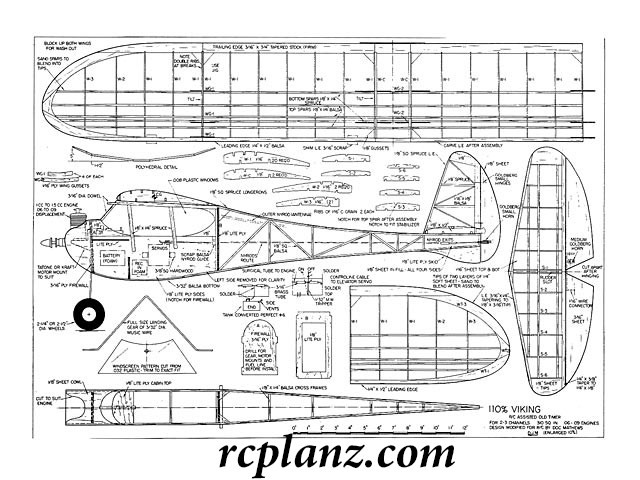 R/C AIRPLANE PLANS & PATTERNS: Viking 110 48" Wingspan - RC Cabin Model
