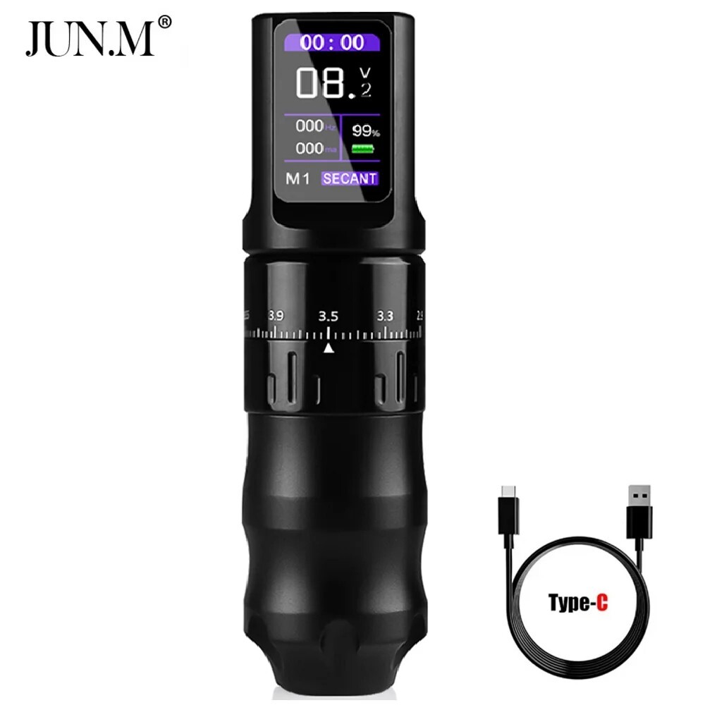H-Type Pro Wireless Tattoo Machine Adjustable Stroke Pen Kit LED Display PMU
