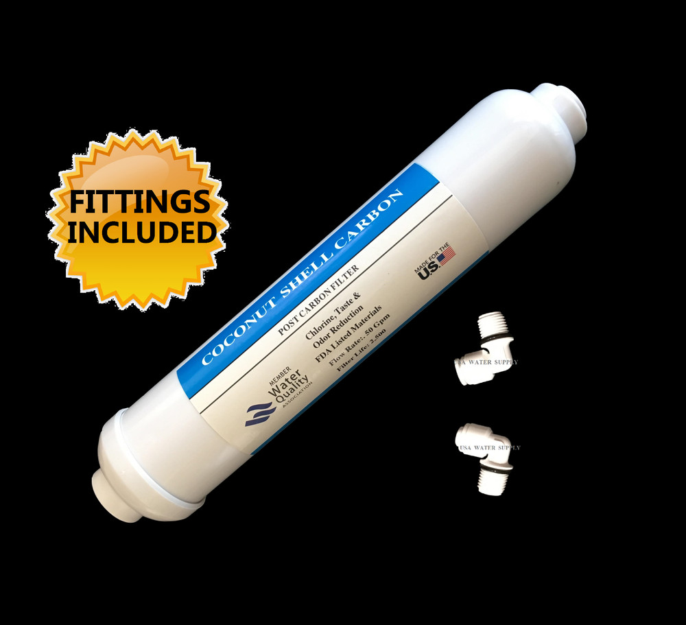 INLINE POST CARBON FILTER 2" x 10" REVERSE OSMOSIS WATER Fridge, Icemaker IL10