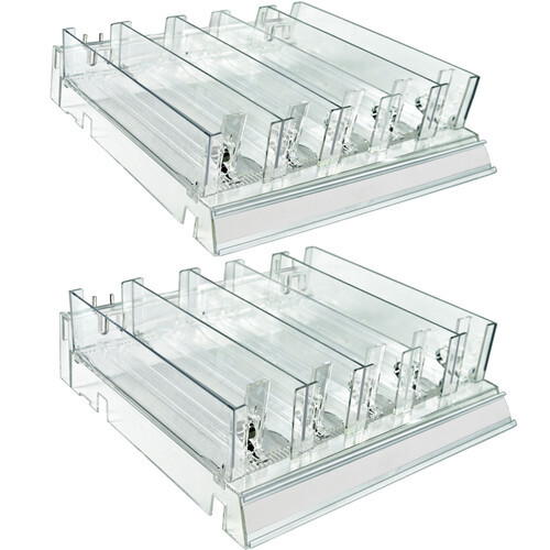 Azar Displays Adjustable Tall Divider Bin with Pushers, Clear, 2-Pack