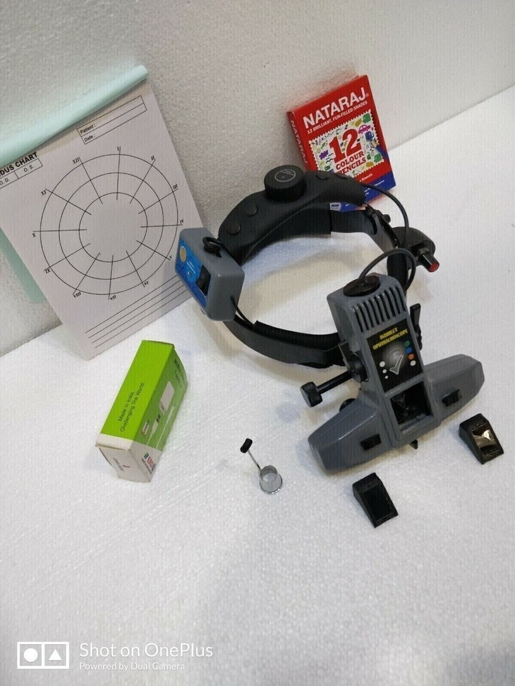 Binocular indirect ophthalmoscope with accessories