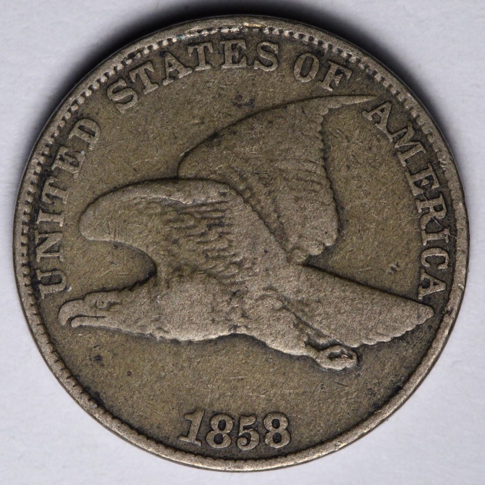 1858 LARGE LETTERS Flying Eagle Cent Penny VF E127 VUEM