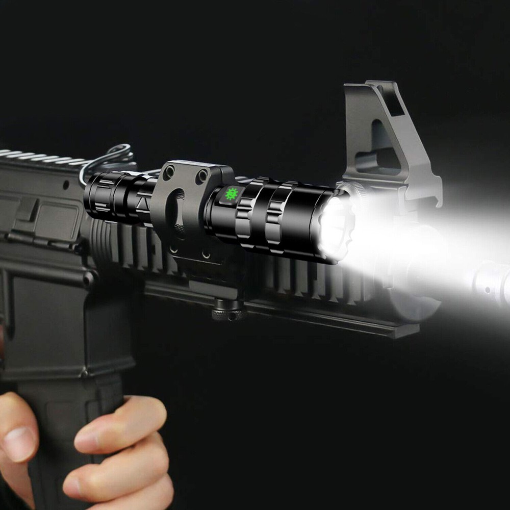 Rechargeable Tactical Flashlight Picatinny Rail Mount 3Modes Zoomable Flashlight