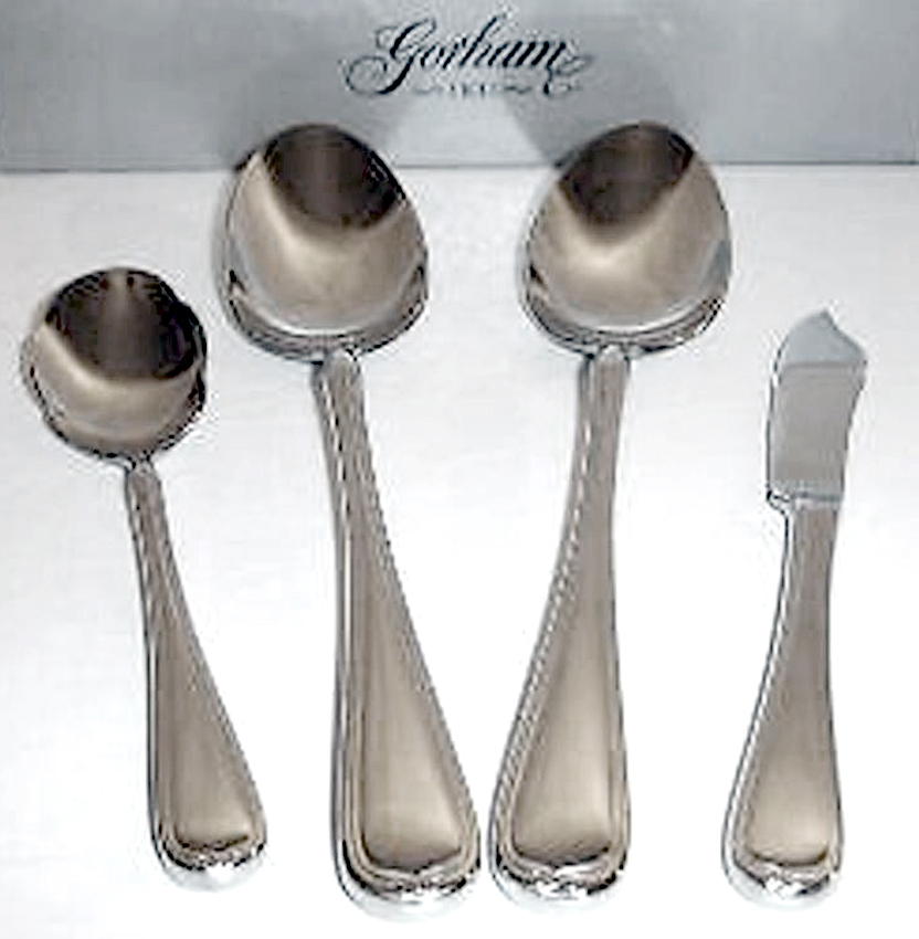 Gorham Cortile 4 Piece Serving Hostess Set 18/10 Stainless Flatware New