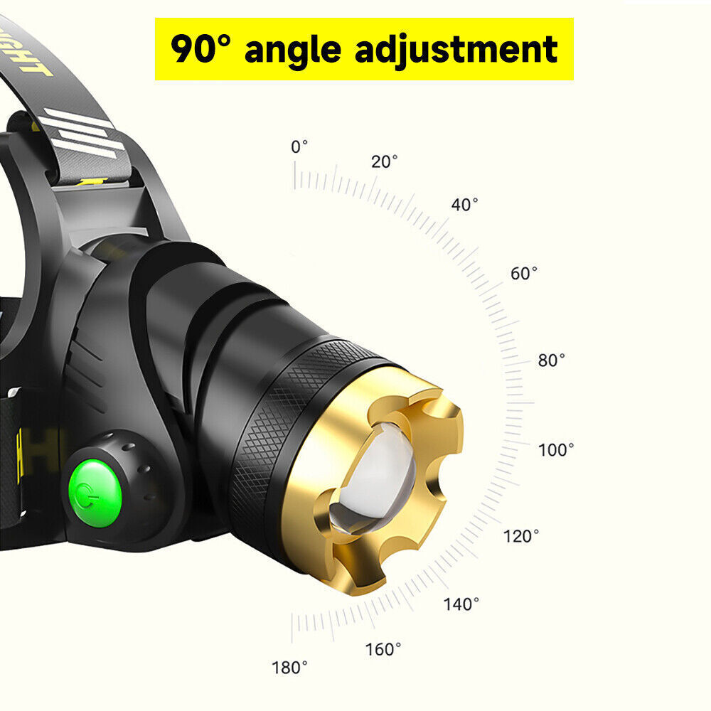 120000lm LED Headlamp Rechargeable Headlight Adjustable Flashlight Torch Camping