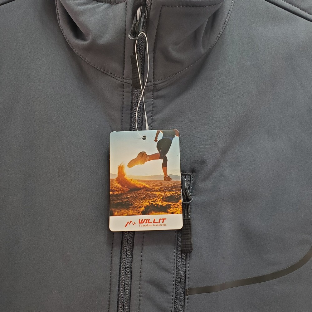 Willit Golf Vest Men's Medium Gray Polyester Stretch Fleece Softshell Full Zip