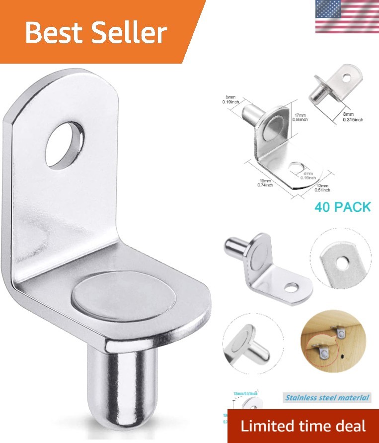 40 Pack L-Shaped Shelf Pins - Secure Support for Cabinets, Bookcases & Closets