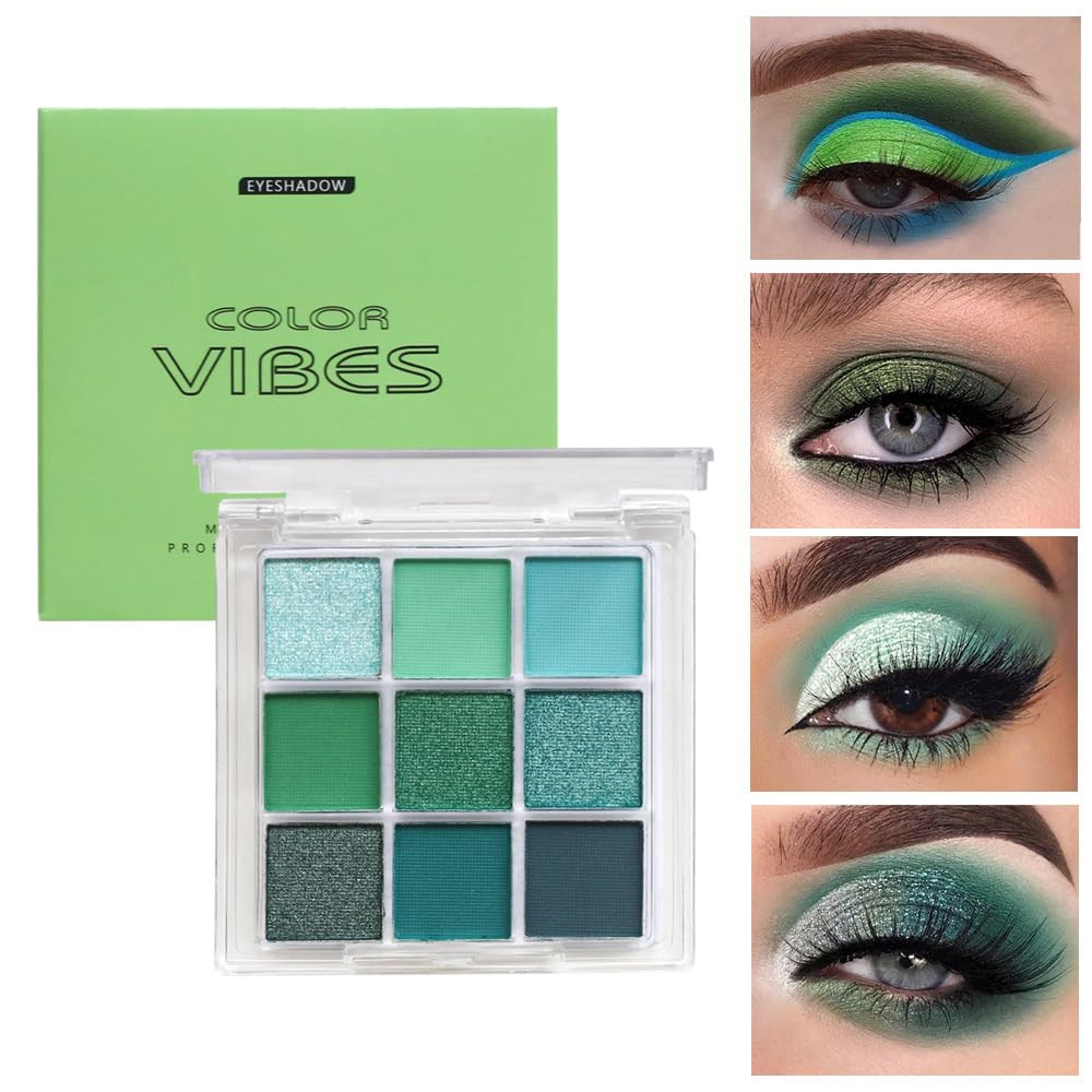 9 Colors Eyeshadow Palette - Avocado Green Theme
