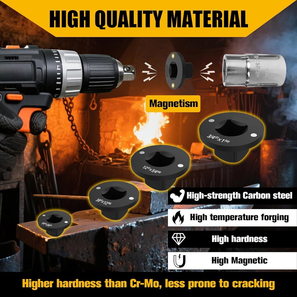 4-Pack Low Profile Impact Socket Adapter Set, Drive Reducing Ratchet Adapter Set