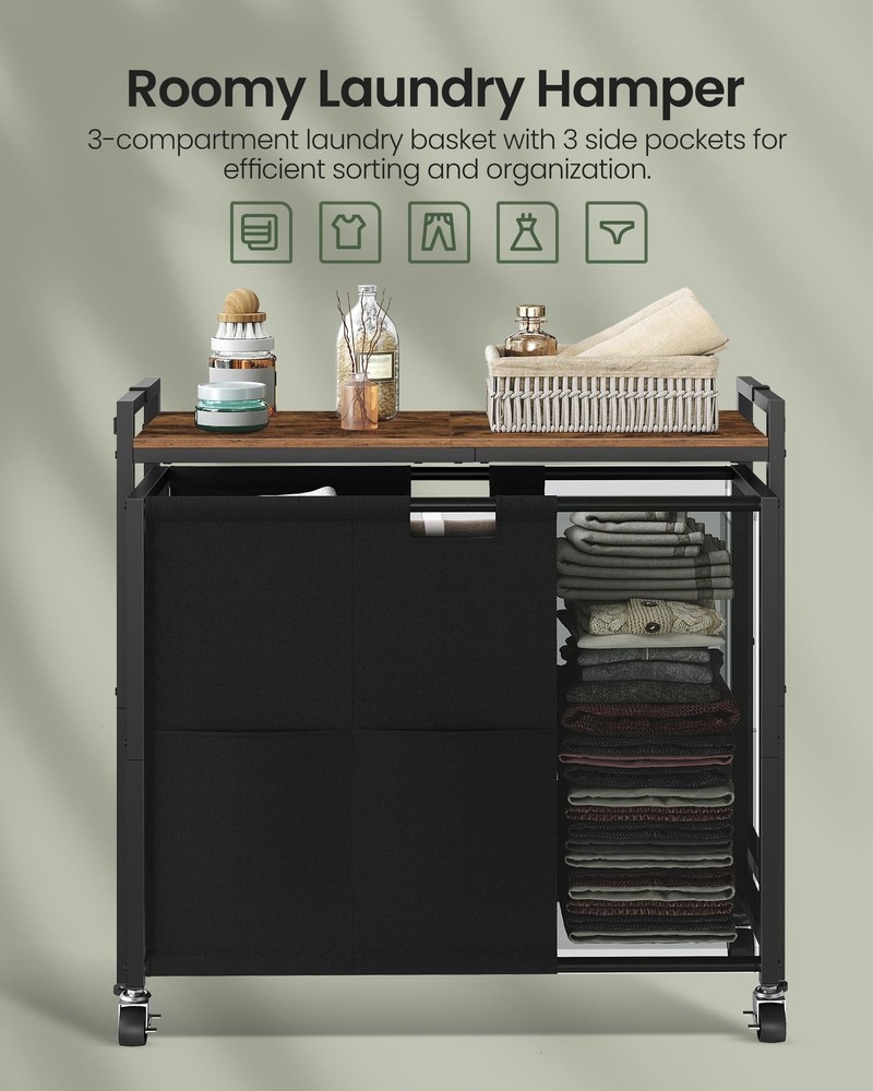 CHOEZON Laundry Sorter, Laundry Hamper with Storage Shelf, Mobile 2-in-1 Bask...