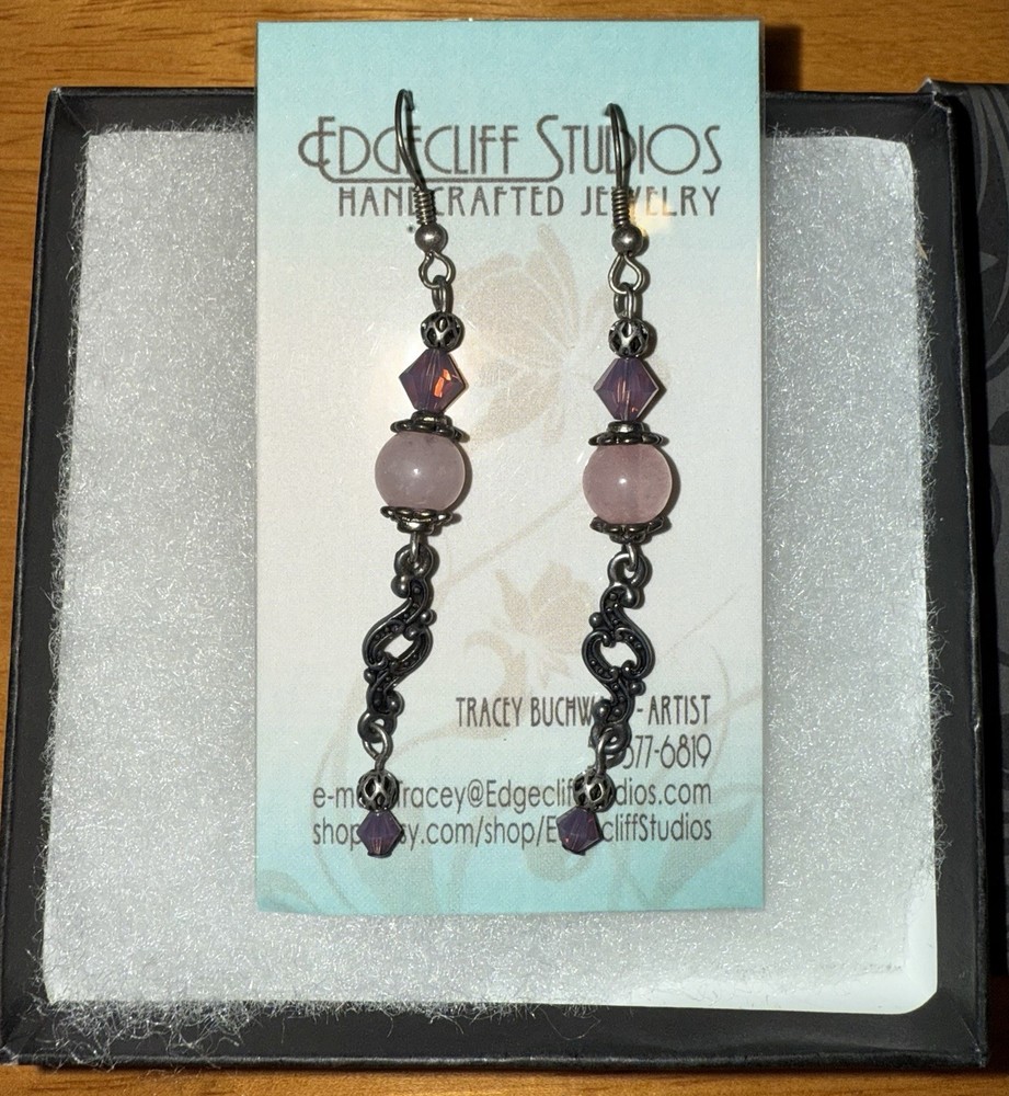 Edgecliff Studios Handcrafted Vintage Glass Button Earrings
