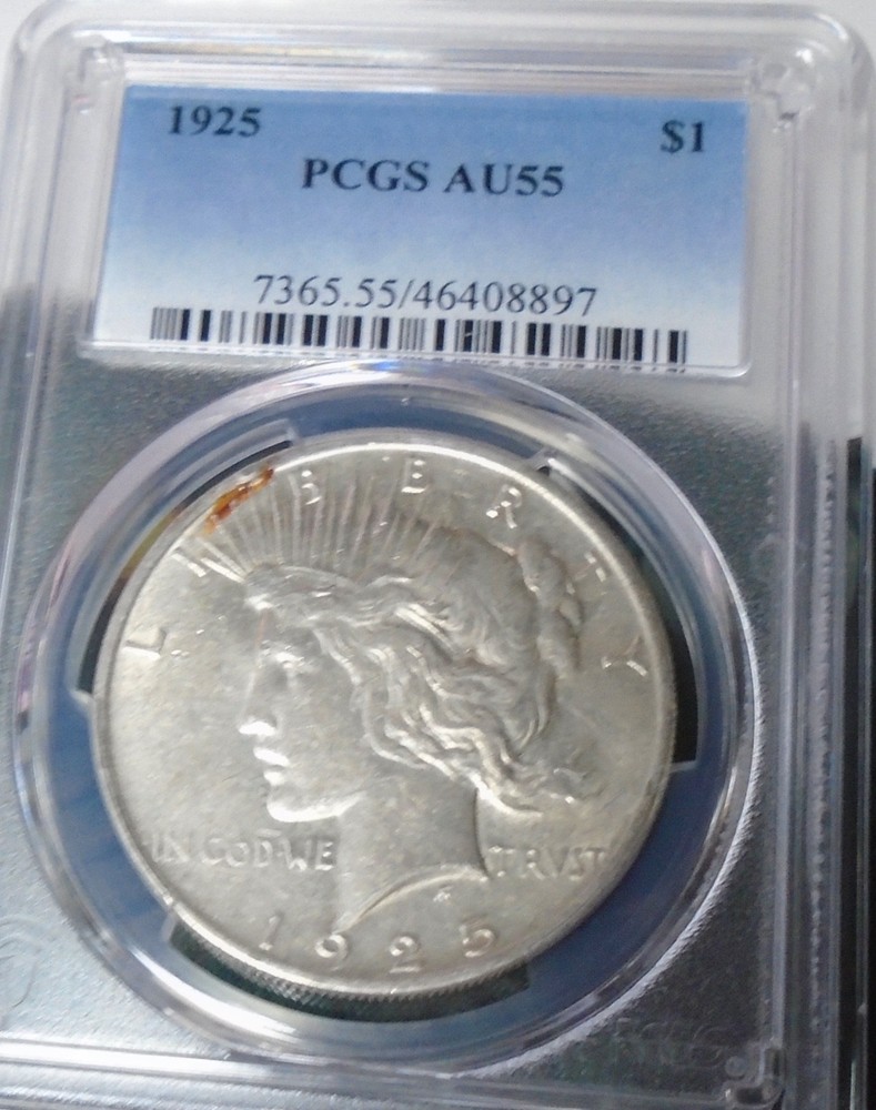 1925-P Peace Dollar :  PCGS AU55