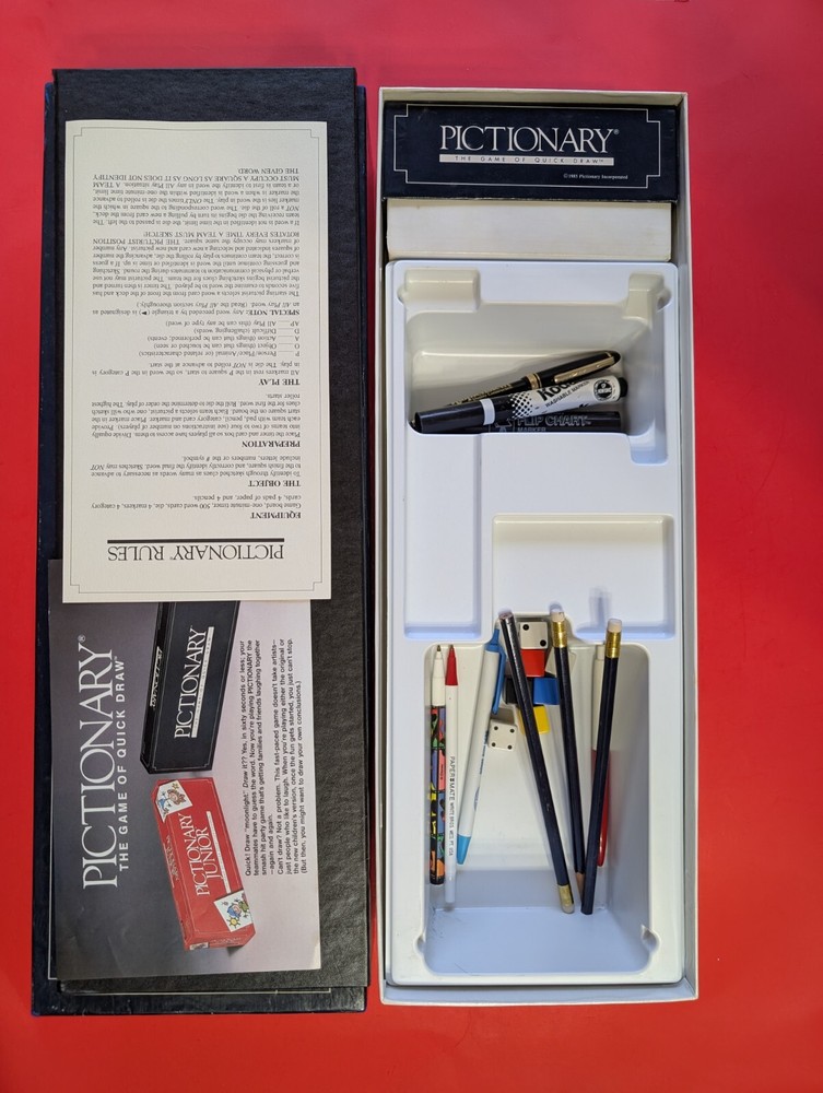 1985 Vintage Pictionary 1st Edition Good Condition With Card Missing Timer