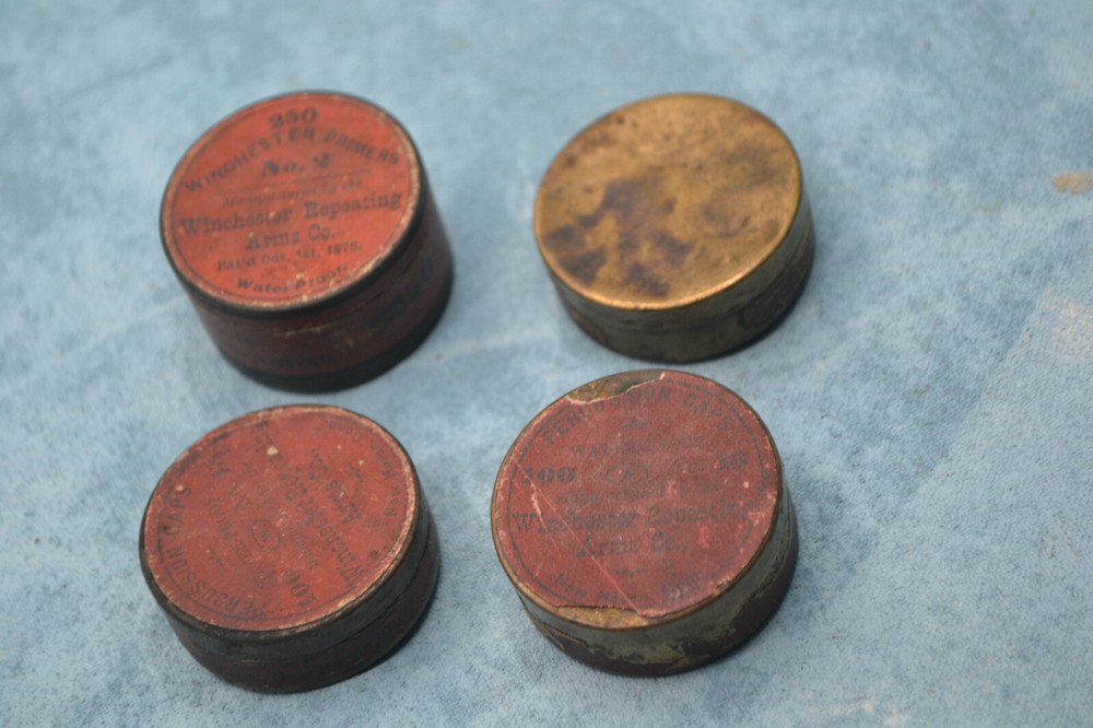 4 Different Winchester Vintage  Cap / primer Tins EMPTY well worn