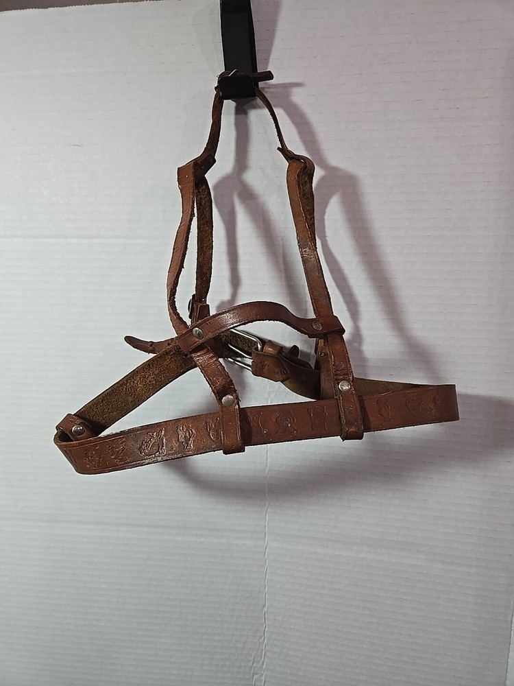 Vintage Leather Horse Mule Bridle Embossed Tooled