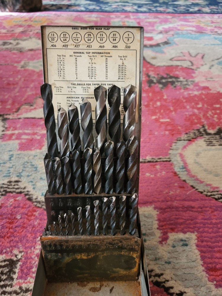 Vintage Craftsman Automatic Drill Index retro box of drill bits COMPLETE read