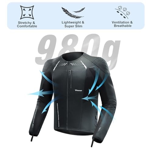 Motorcycle Shirt Mesh Motorcycle Jacket Men with CE Level 2 Armor Medium Black