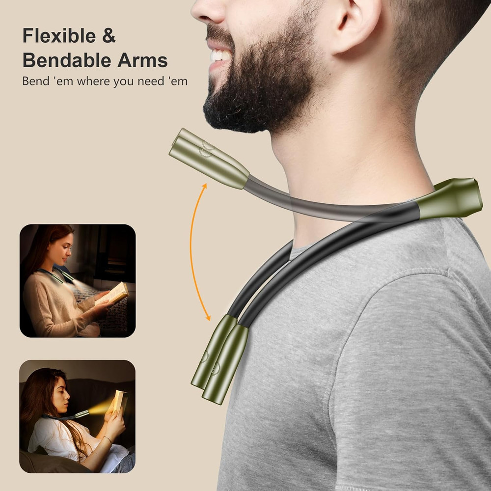 LED Neck Light Rechargeable Bendable Light for Crafting Knitting Deep Green