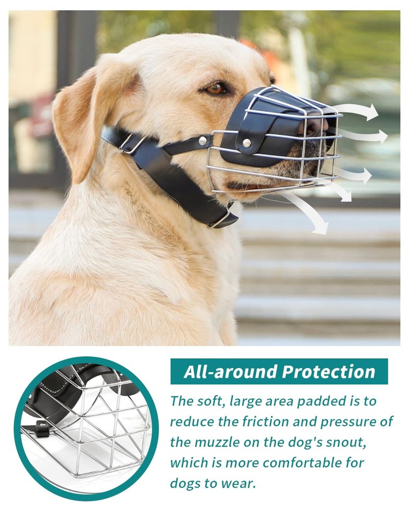 Dog Muzzle for Large Dogs, German Shepherd Muzzle with Adjustable Leather Str...