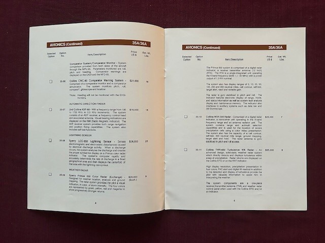 Learjet 35A 36A Optional Equipment 1991 Brochure