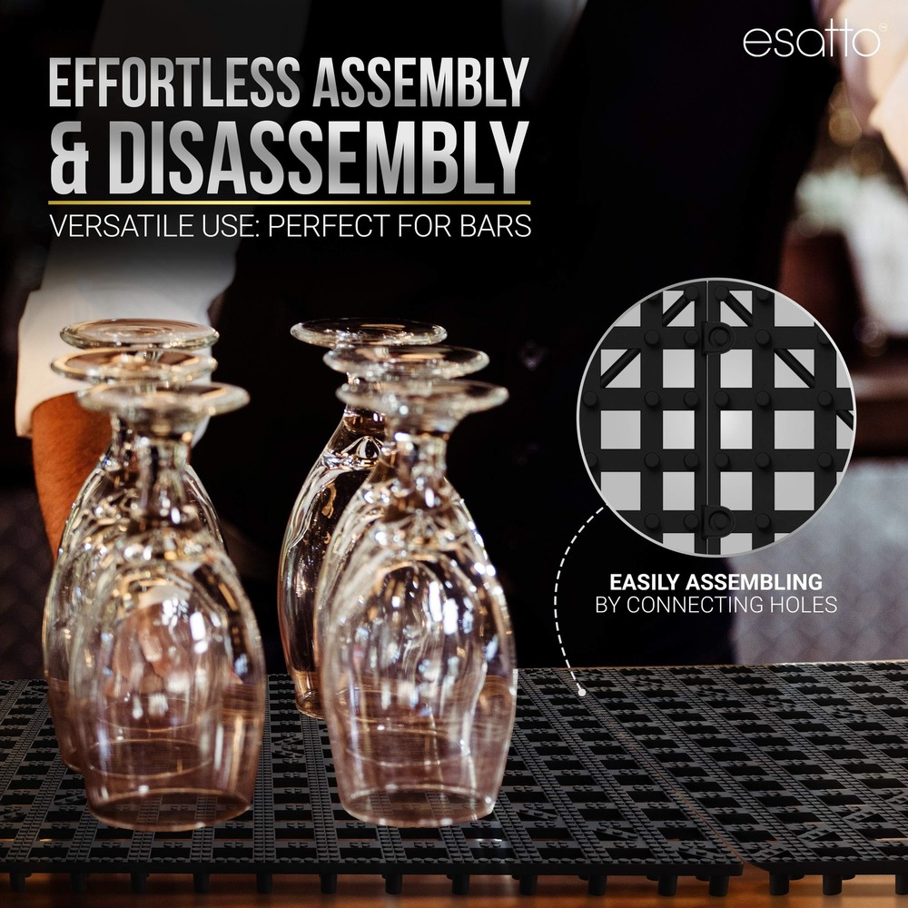 6-Pack Black Interlocking Shelf Mats Non-Slip Surface Spills & Bar Protection