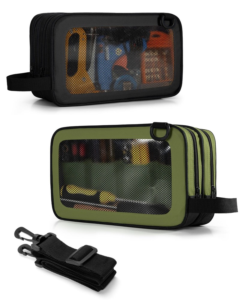 2 Pack Tool Pouch with Dual Compartments, 12” Tool Bag with Detachable Should...