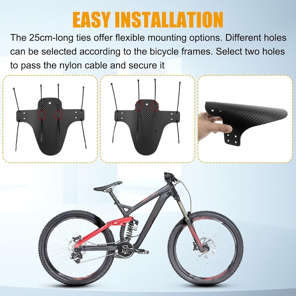 Bicycle Mudguards Front Rear MTB 2PCS Carbon Fibre Pattern