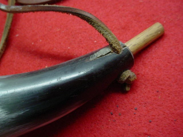 Muzzleloader Powder Horn- 11" Length- Leather Strap - Nice !! (H)