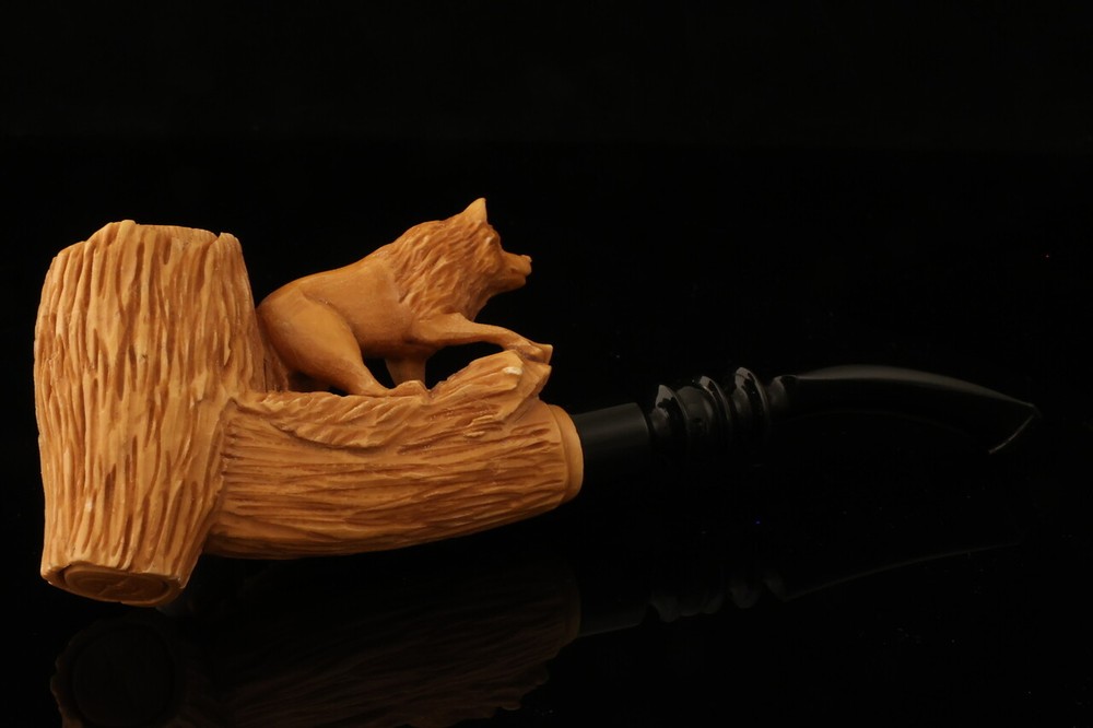 Wolf Block Meerschaum Pipe with custom case 13633