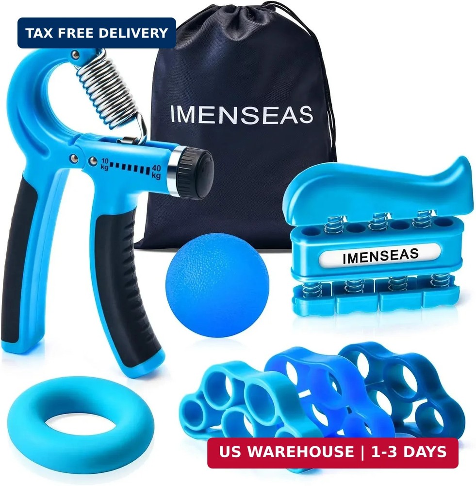 Grip Strength Trainer 7 Pack Adjustable, Finger Stretcher Resistance Extensor Ba