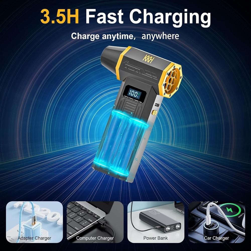 Rechargeable Mini Turbo Blower for Effective Dust Cleaning - 4 Speed Adjustable
