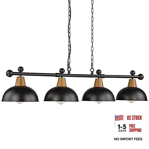 4-Light Pool Table Lights for 7ft/8ft Table, 48" Modern Billiard Llight Black