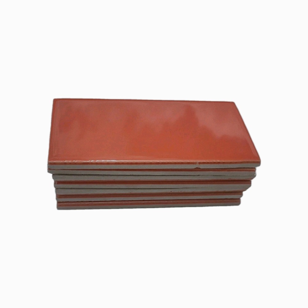 8 TILES ... Glossy Orange Burst Ceramic Subway Tile....3x6