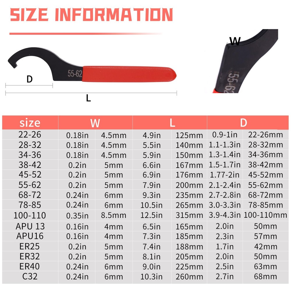 Coilover Spanner Wrench Set, 9 Pcs C-Shape Shock Spanner Hook Wrench Tools, f...