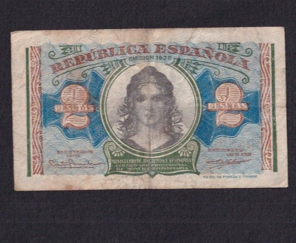 Spain  2 Pesetas 1938 P-95  VG+