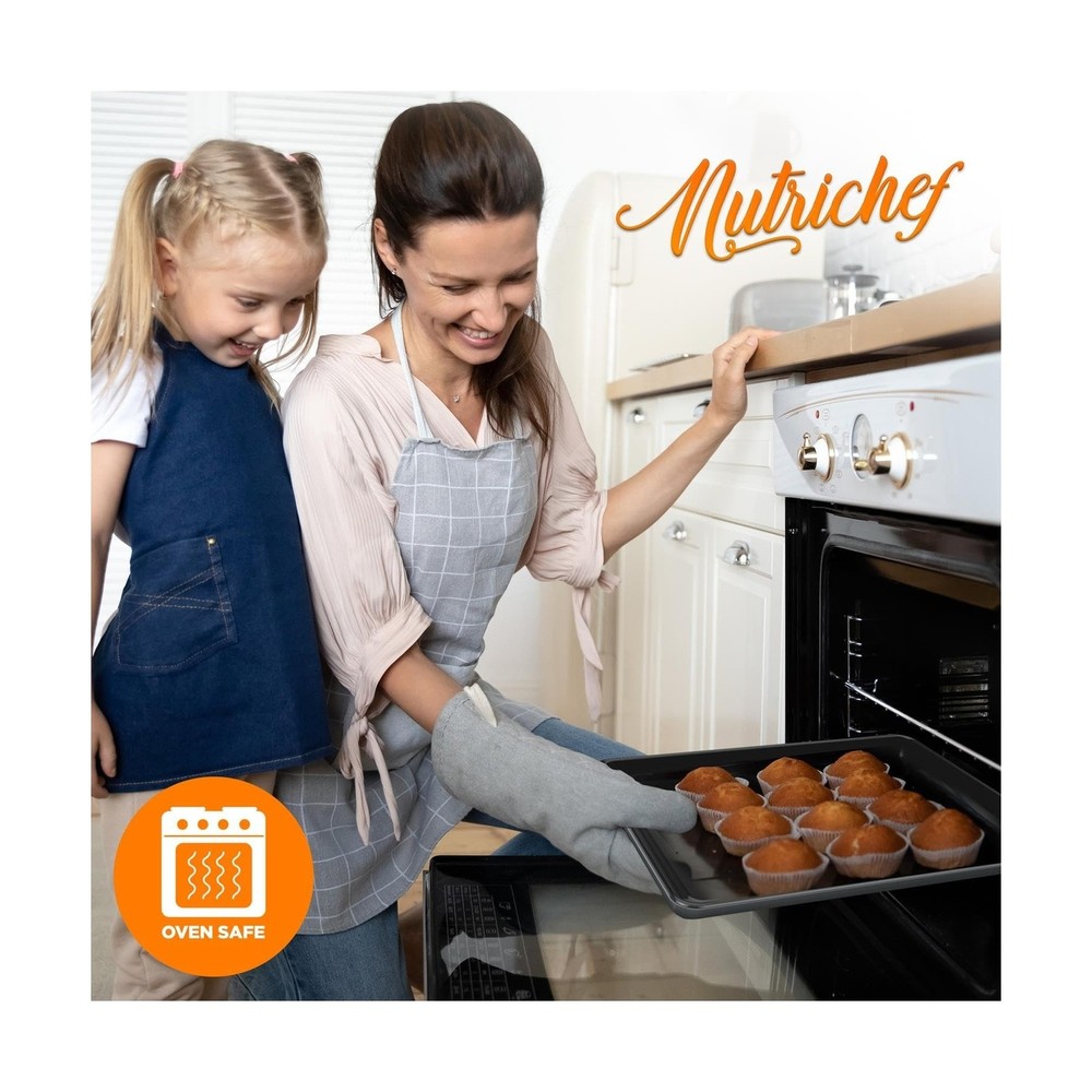 NutriChef 8-Piece Stackable Nonstick Bakeware Set - Premium Steel Baking Tray...