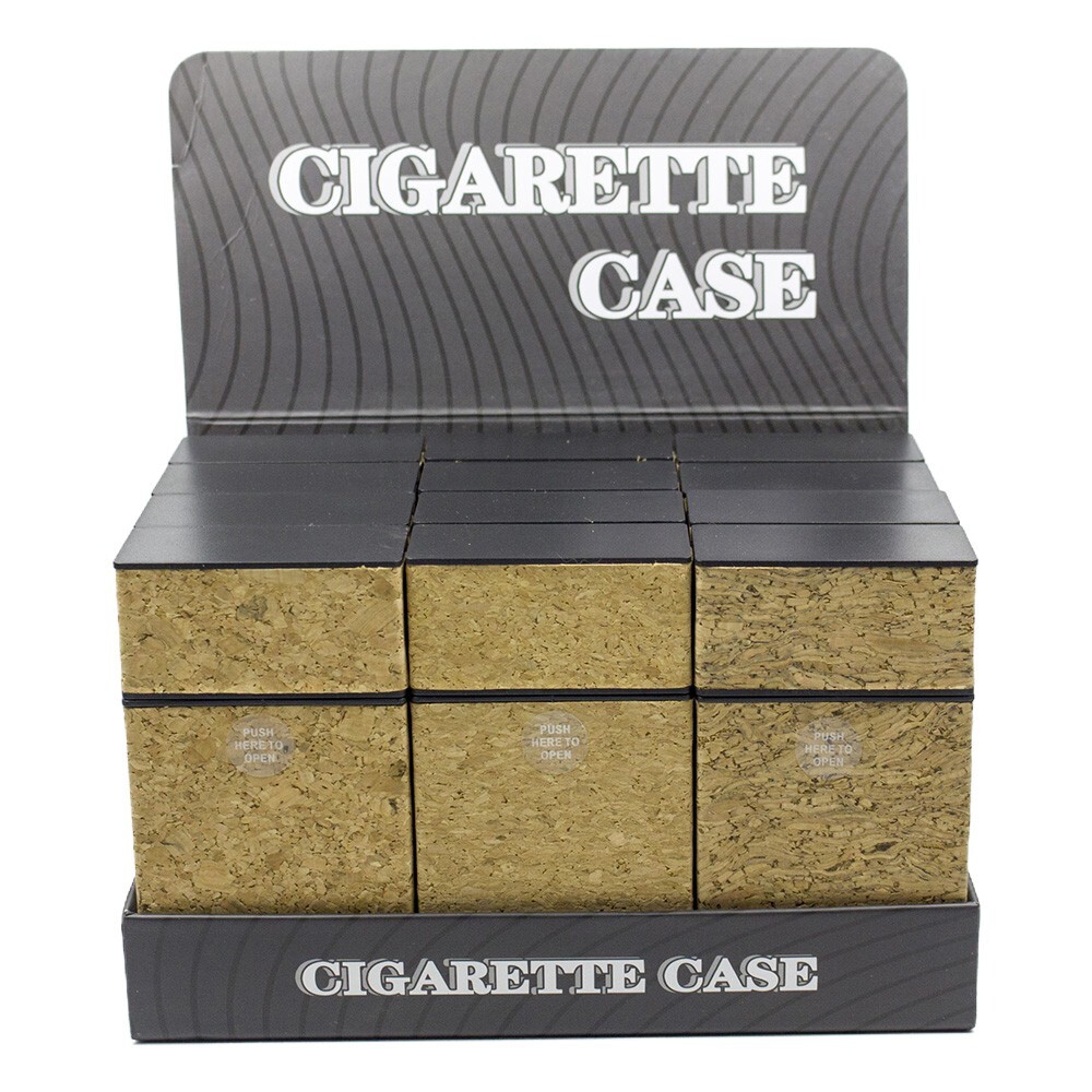 4 PACK 100 Size Push-to-Open Plastic Cigarette Case Cube wooden Graphics Design