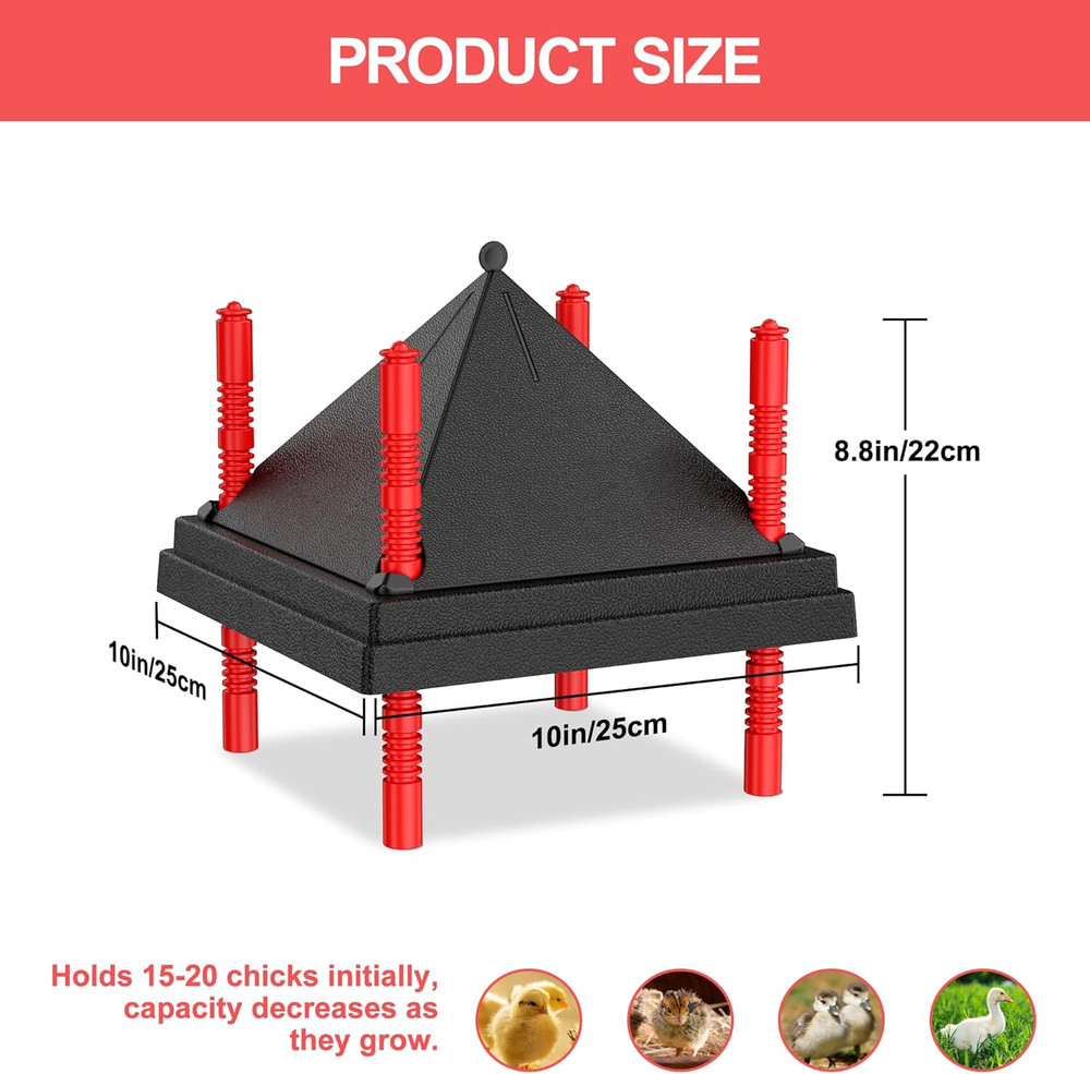 Chick Brooder Heating Plate with anti Stand Cone, Adjustable Height Brooder Heat