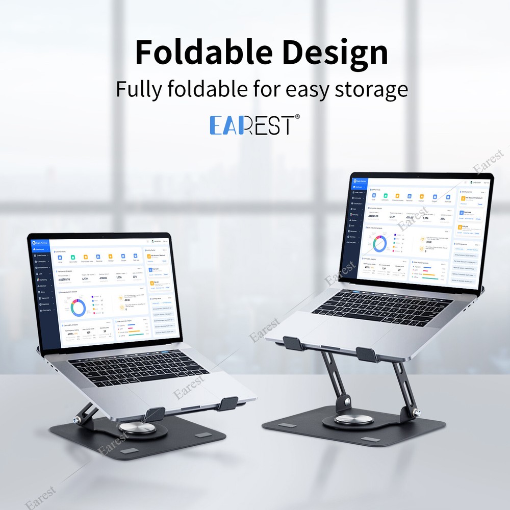 360° Rotating Metal Laptop Stand Riser Foldable Computer Notebook Holder Desk