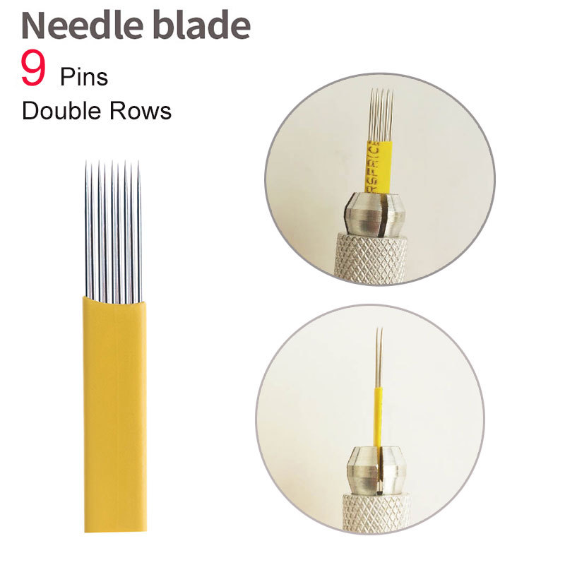 Microblading 9 pins Manual Eyebrow Tattoo Permanent Makeup Flex Blades 9 Needles