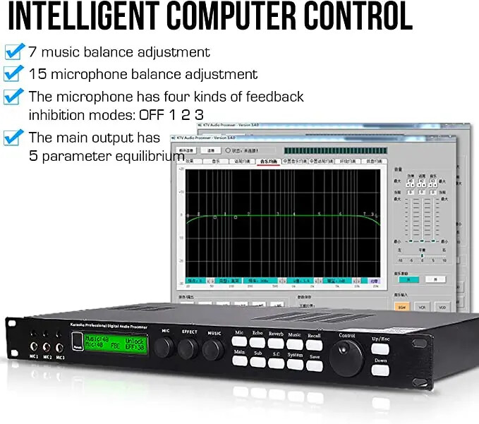 Professional Digital Audio Processor Interface Prevent Howling Audio Effector