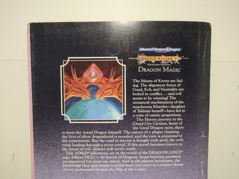 TSR Dragonlance DLE2 Dragon Magic 9244 Advanced Dungeons & Dragons With Map