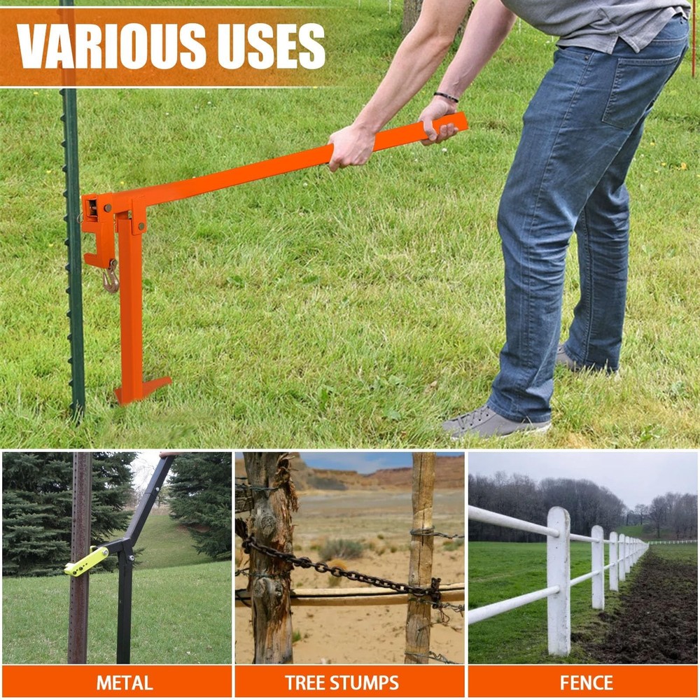 T-Post Puller, Fence Post Puller - Post Puller of Remove T-Posts, Wooden Fenc...