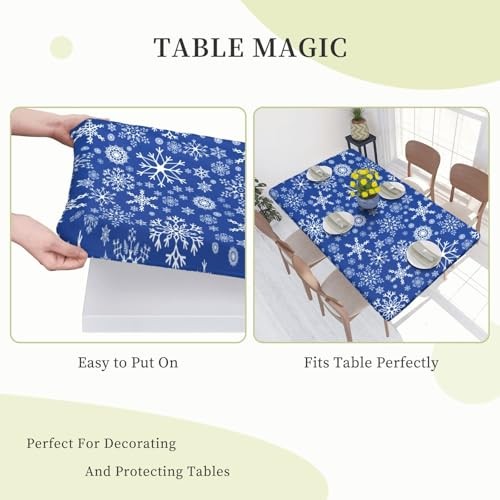 Winter Snowflakes Blue Rectangle 48" x 30" (Rectangular) Snowflakes (Blue)