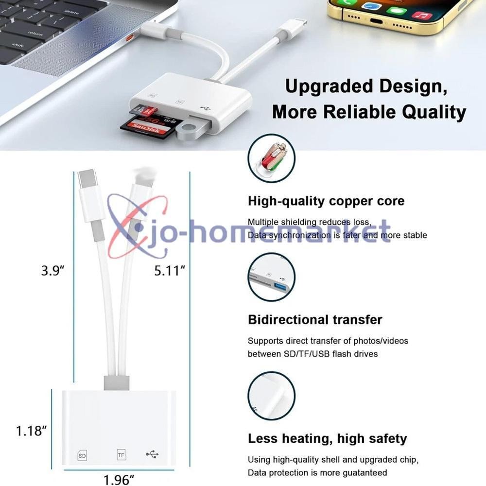3 in 1 Memory Card Reader USB 3.0 OTG Adapter SD Card Reader For iPhone / iPad