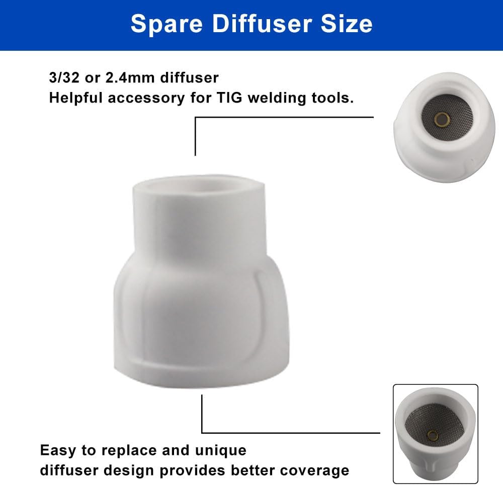 Vaphy #12 Ceramic (Twin Pack) White TIG Welding Cup