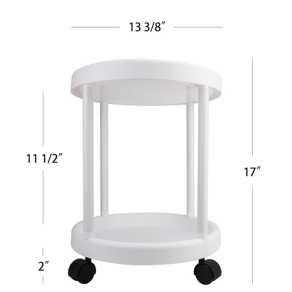 Evelyne White Mini Rolling Craft Side Double Deck Desk Portable End Table