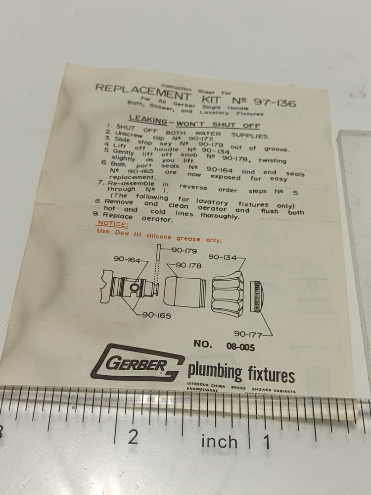 GERBER 97-136 REPLACEMENT KIT