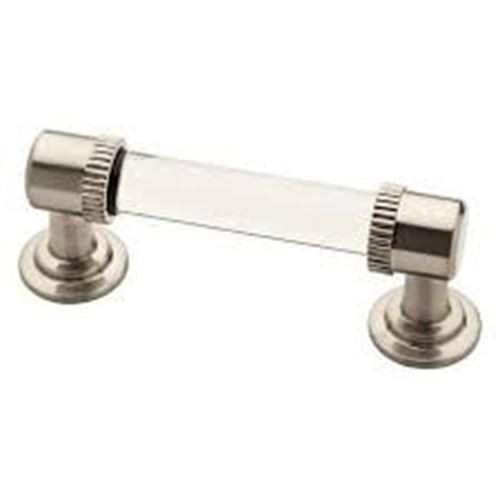 3" Classic Clear Glass Pull with Satin Nickel