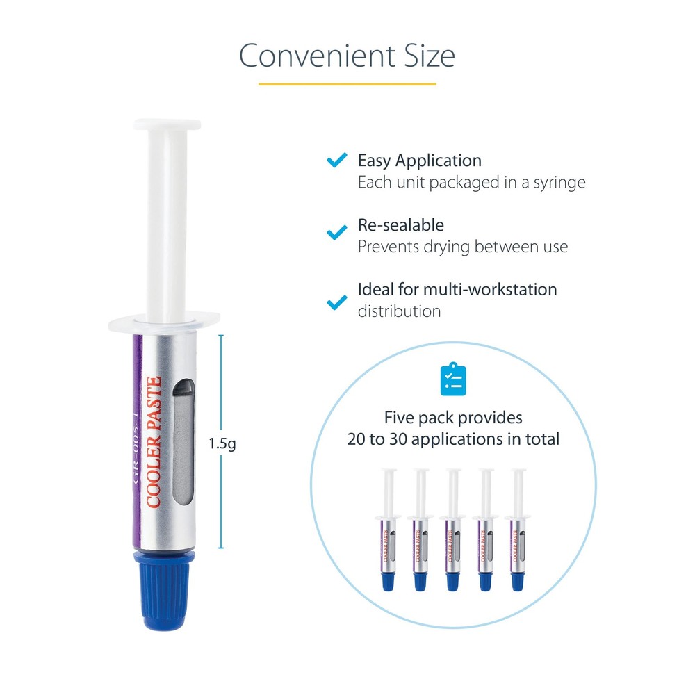 StarTech High Performance Thermal Paste 1.5g Syringes 5 Pack SILV5THERMALPASTE